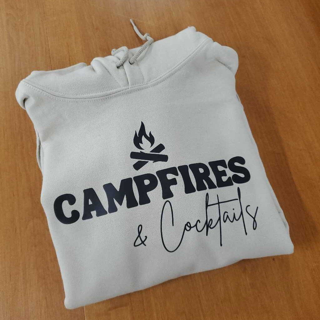 Campfire and Cocktail Hoodie- Sand-XLarge