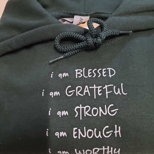 Affirmations Hoodie - Forest Green - MD