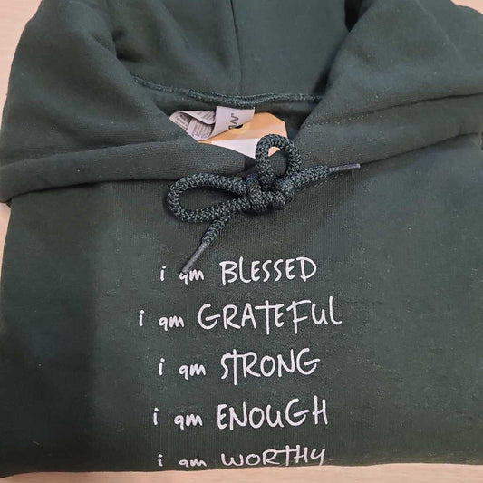 Affirmations Hoodie - Forest Green - SM