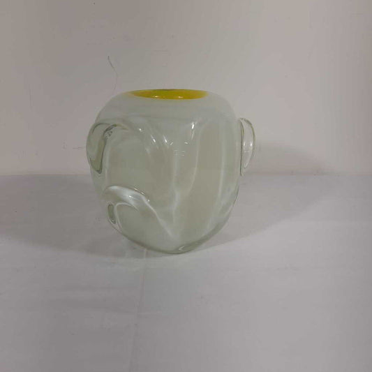 WHITE & YELLOW GLASS VASE