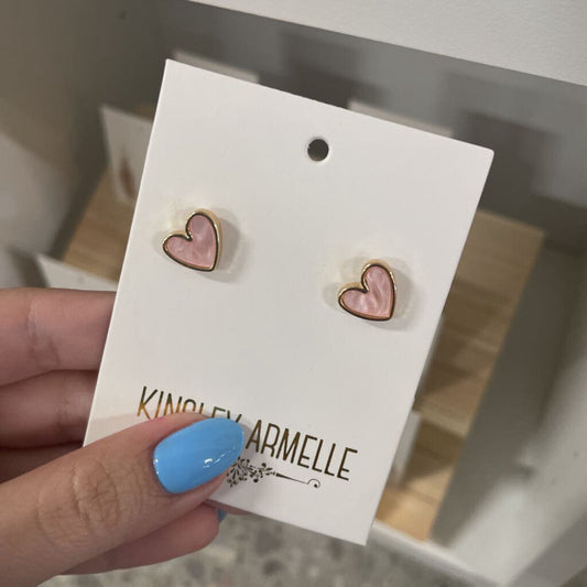 Pink Heart Studs