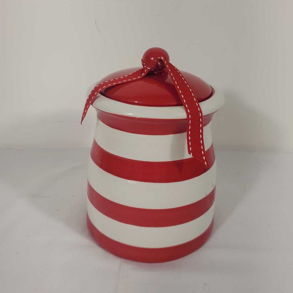 RED & WHITE LIDDED CANISTER