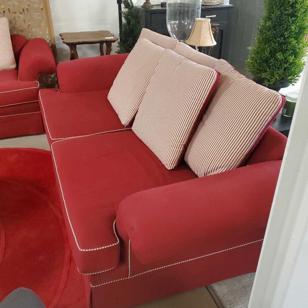 RED SOFA W/5 PILLOWS