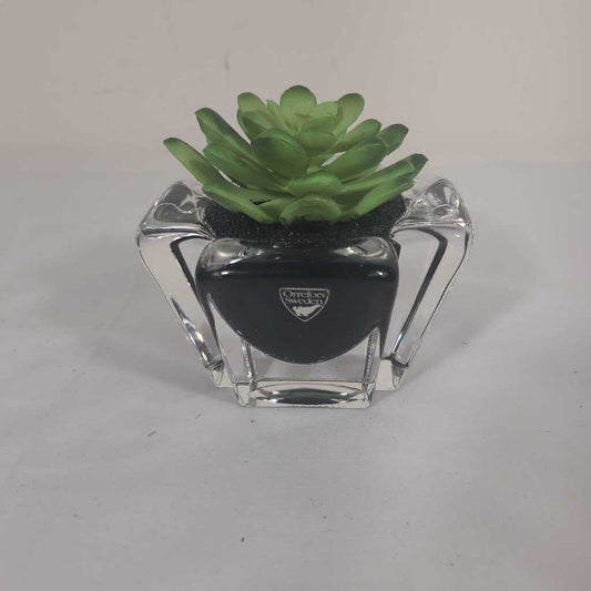 ORREFORS GLASS W/SUCCULENT