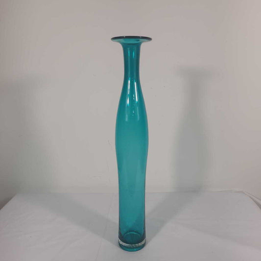 TALL BLUE GLASS VASE