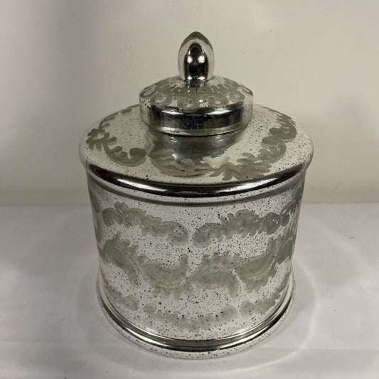 MERCURY GLASS LIDDED JAR