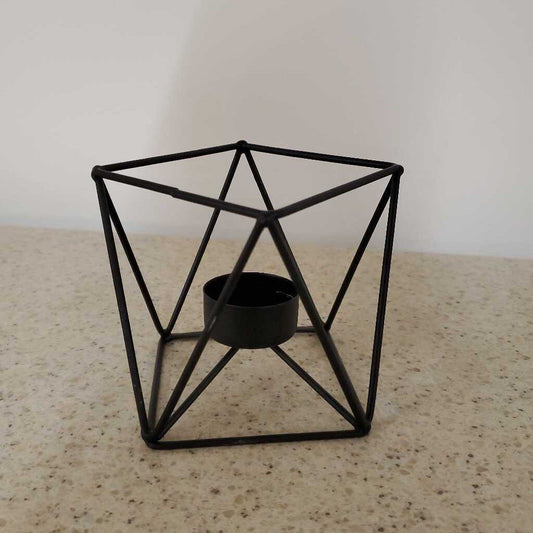 BLACK GEOMETRIC TEALIGHT HOLDER