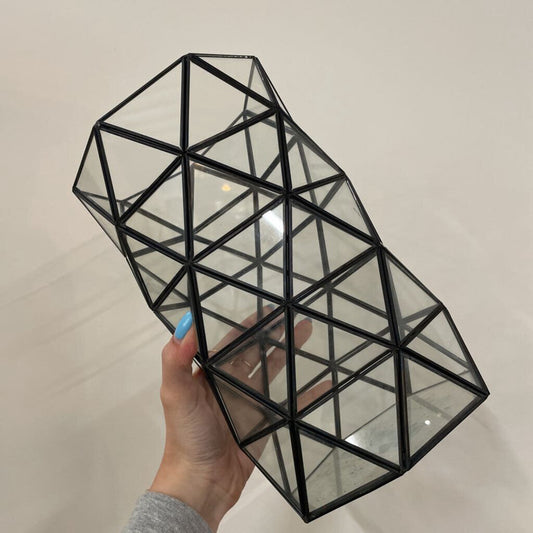 GEOMETRIC GLASS & IRON VASE