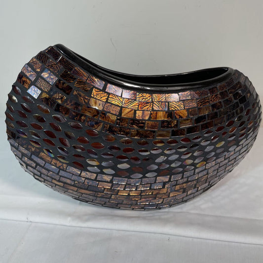 AMBER GLASS MOSAIC VASE