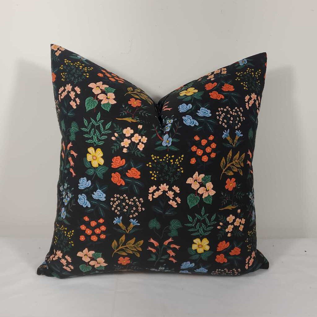 Pillow - rifle paper co floral - black garden floral 20x20