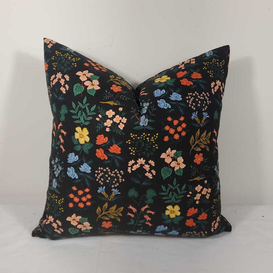 Pillow - rifle paper co floral - black garden floral 20x20