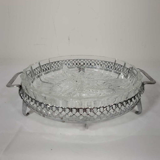 PICKLE DISH IN SILVER STAND