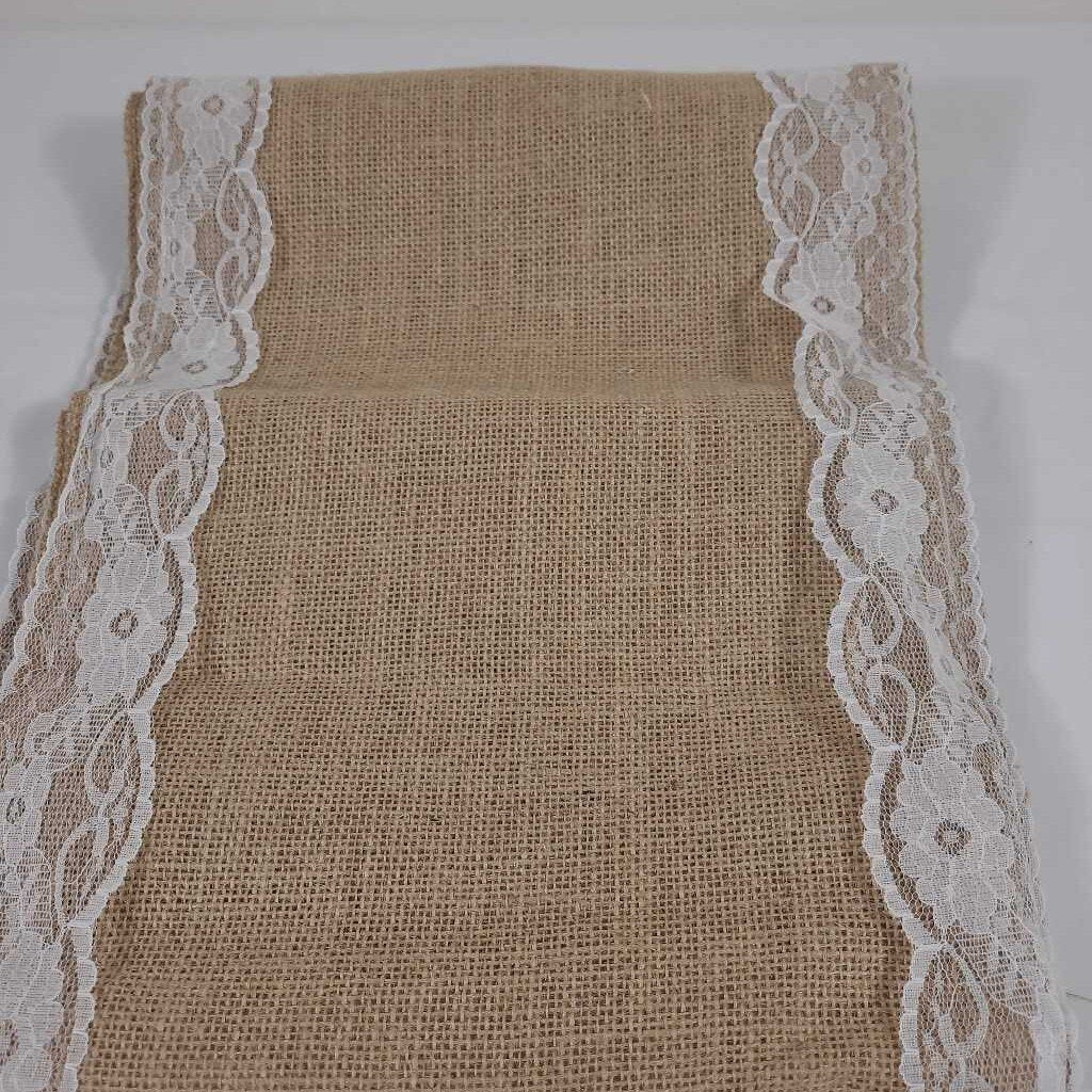 60" BURLAP & LACE RUNNER