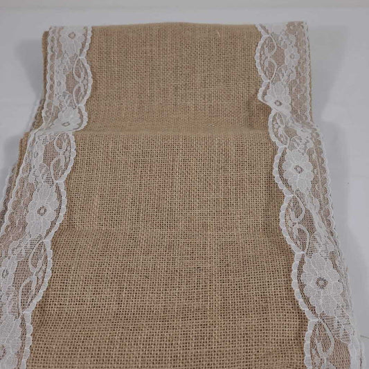 60" BURLAP & LACE RUNNER