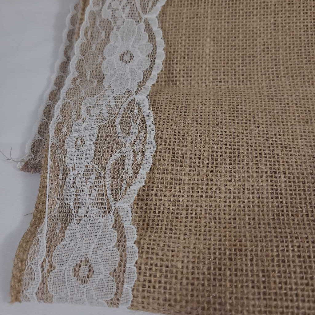 60" BURLAP & LACE RUNNER