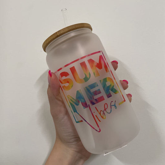 16oz SUMMER VIBES GLASS CUP