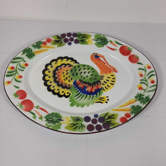 VTG ENAMEL TURKEY PLATTER