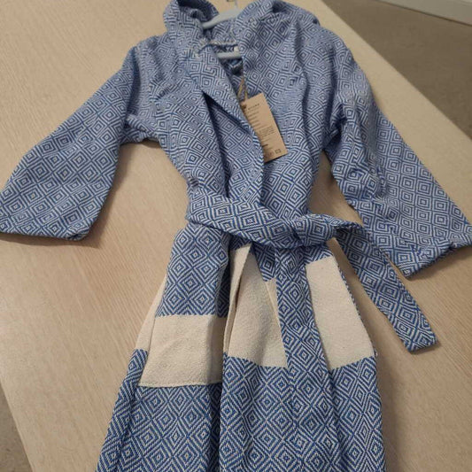 TODDLER BATHROBES - DIAMOND BLUE - 100% COTTON