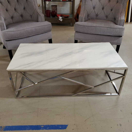 FAUX MARBLE TOP COFFEE TABLE