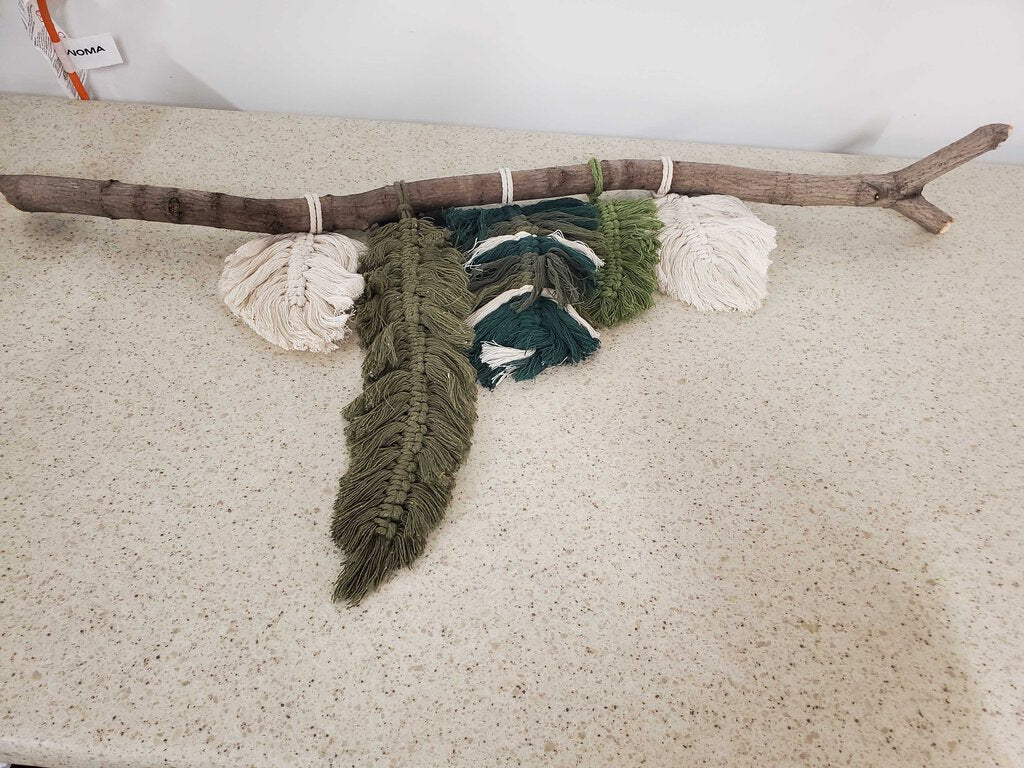 MACRAME LEAVES ON BRANCH WALL ART