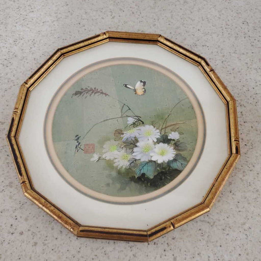 ROUND BUTTERFLY/FLORAL WALL ART