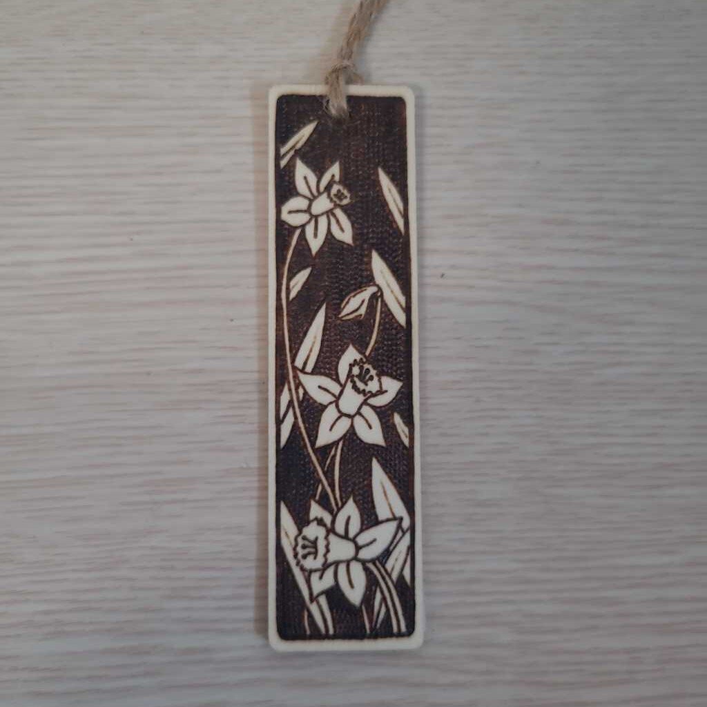 Wood burned bookmarks detailed