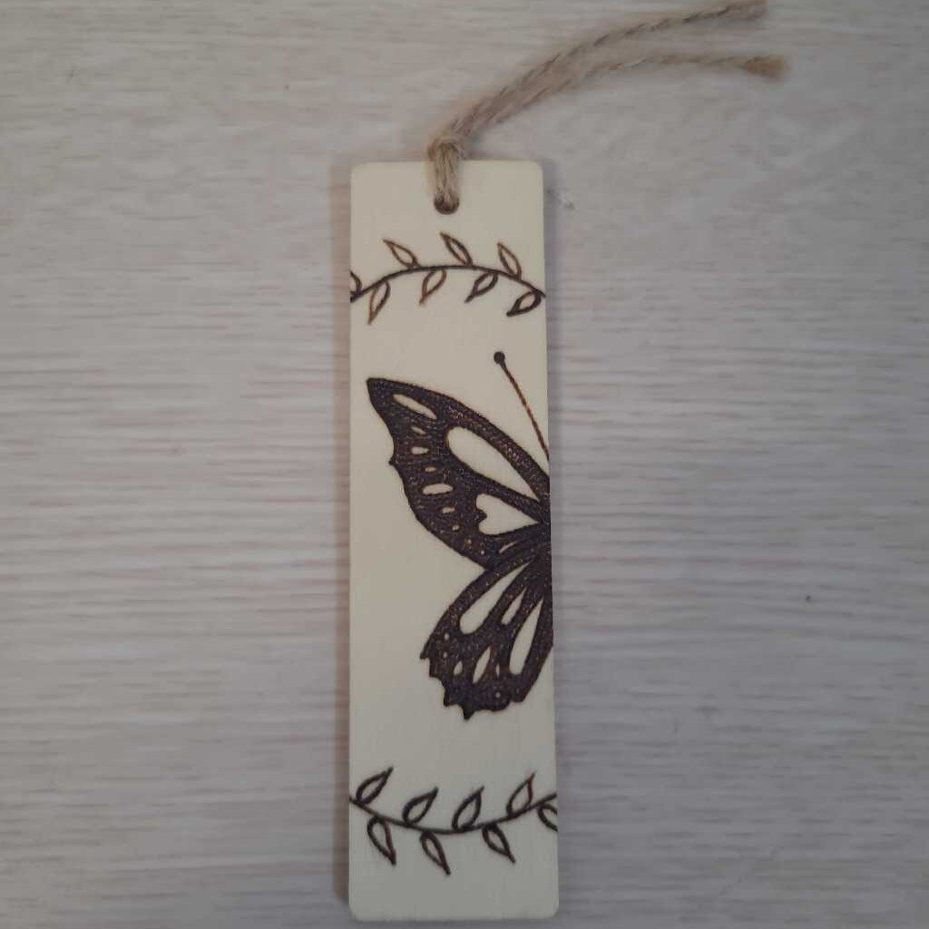 Wood burned bookmarks detailed