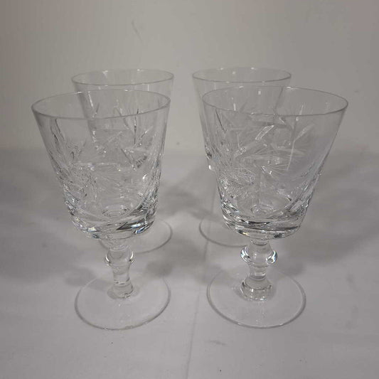 S/4 PINWHEEL CRYSTAL WINE GLASSES