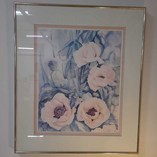 GOLD FRAMED PINK POPPIES