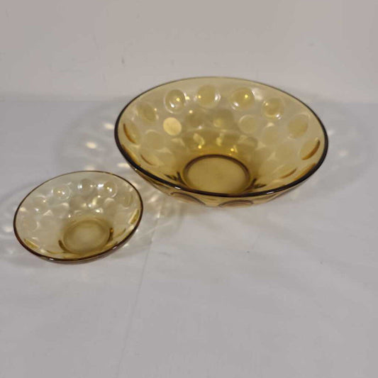 PR DIMPLED AMBER GLASS BOWLS