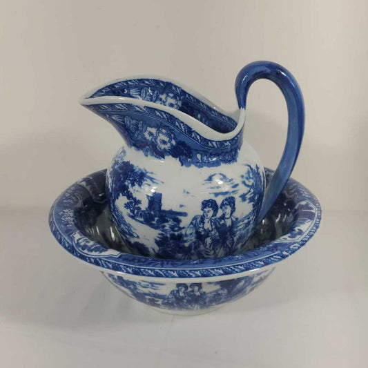 BLUE & WHITE PITCHER & BASIN