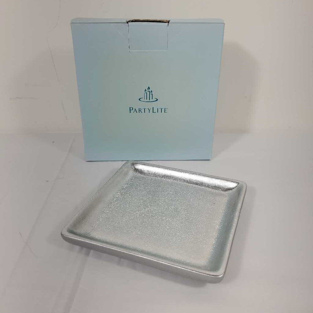 PARTYLITE 4" SILVER-TONE PILLAR TRAY