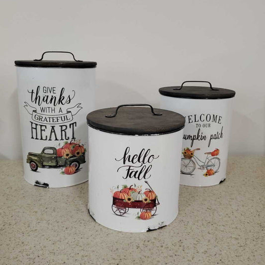 S/3 LIDDED FALL CANISTERS