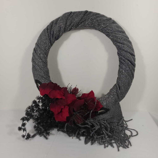 NEWLY MADE GREY, BLACK & RED WREATH