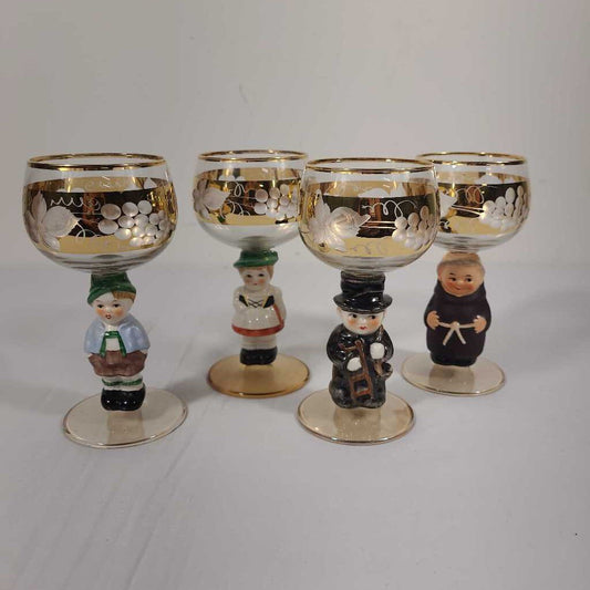 S/4 VTG GOBEL HUMMEL BARVARIAN WINE GLASSES