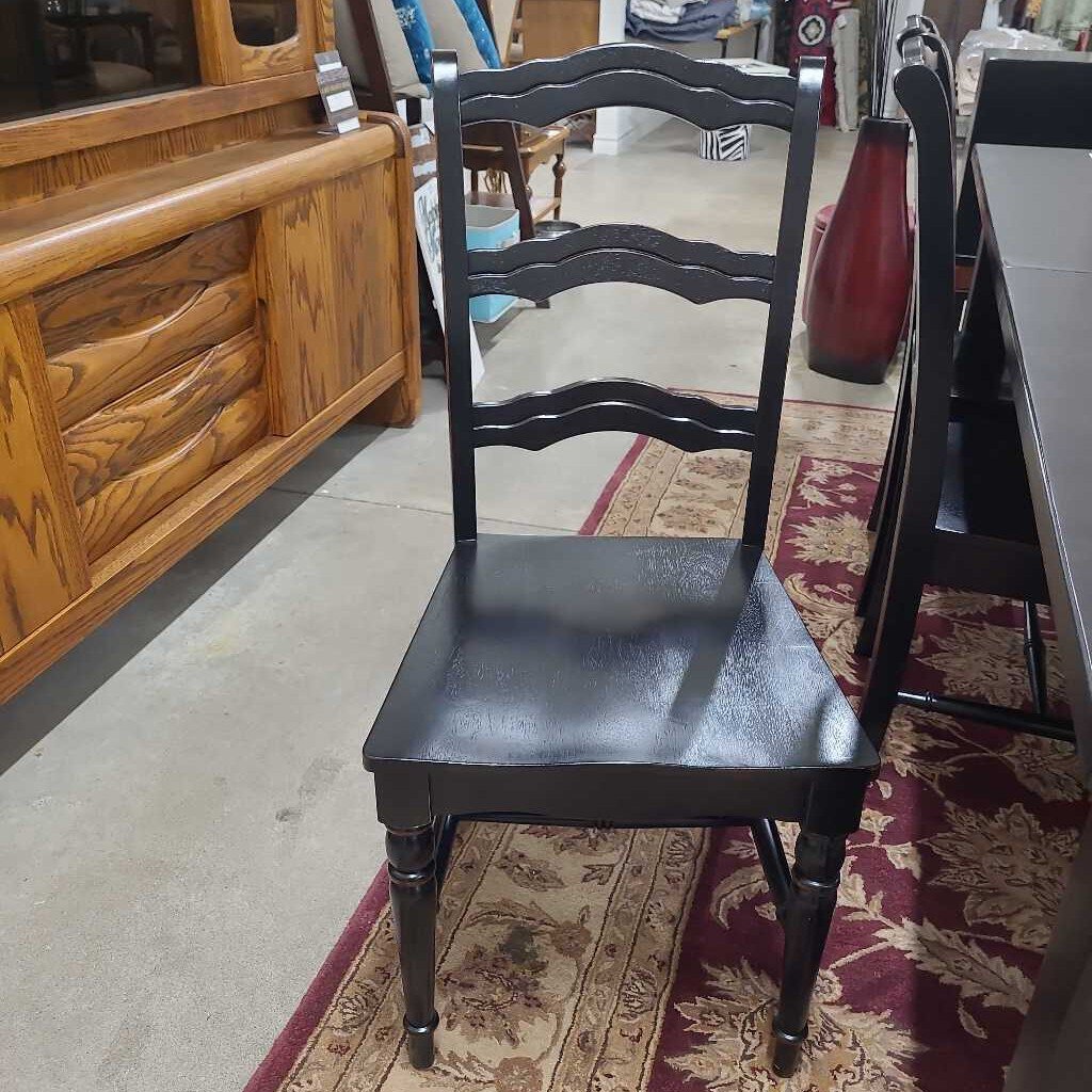 S/6 PIER 1 BLACK WOOD DINING CHAIRS