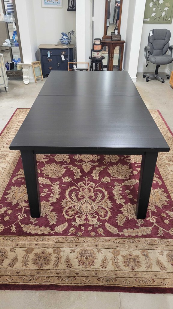 BLACK SOLID WOOD TABLE W/2 18" LEAVES