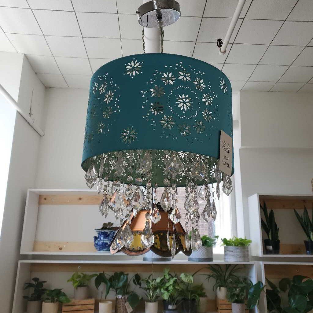 BOUCLAIR TEAL DRUM CHANDELIER