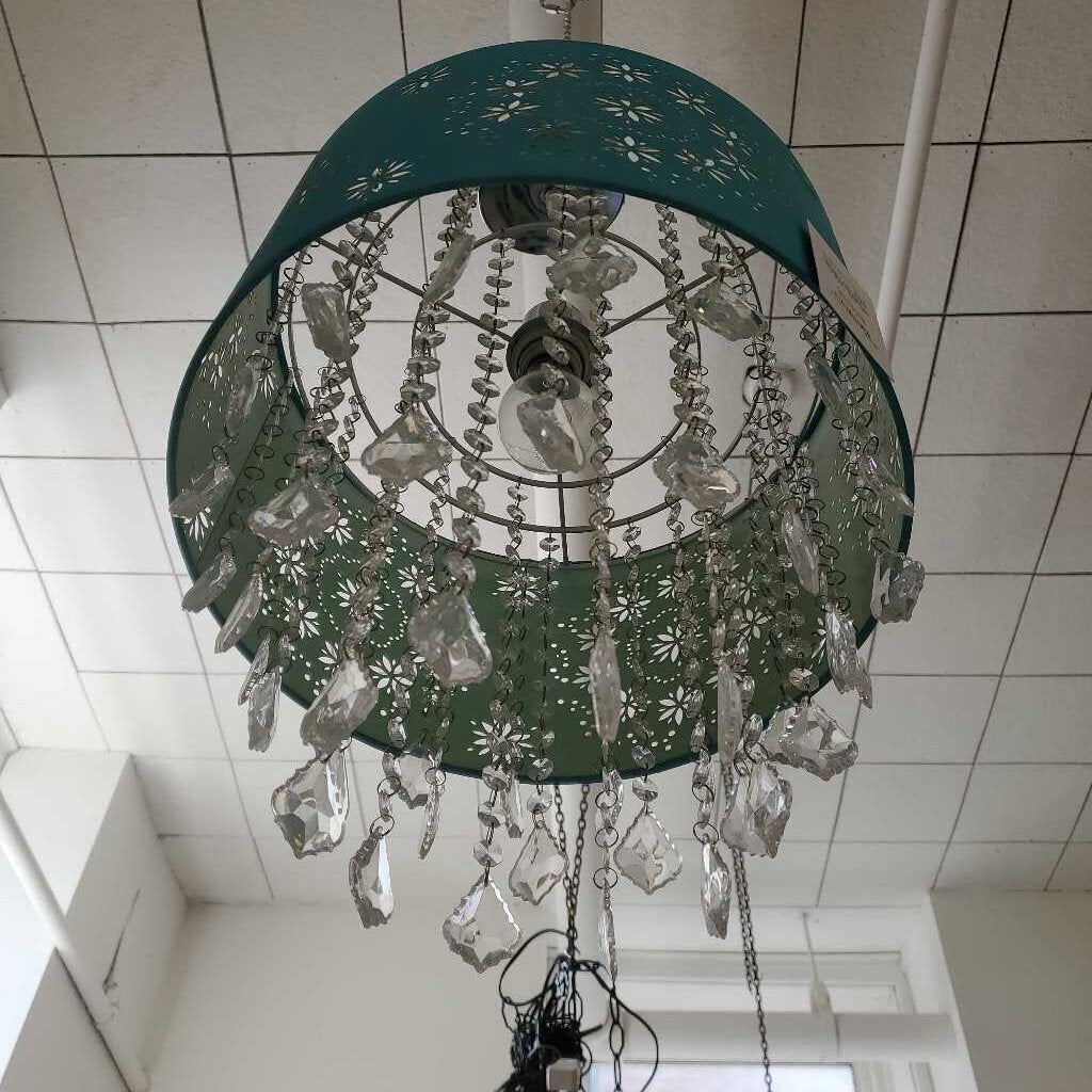 BOUCLAIR TEAL DRUM CHANDELIER