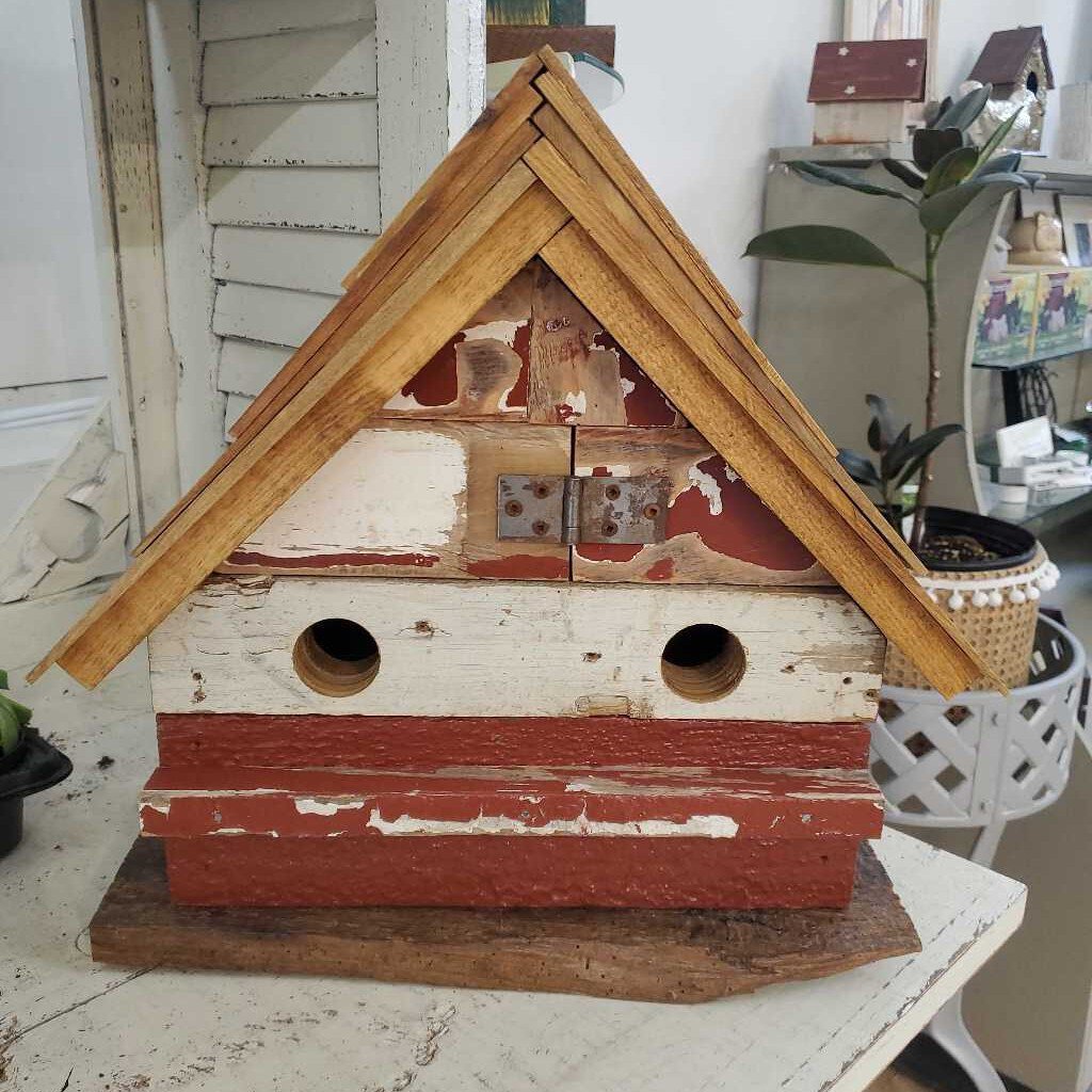 NEWLY MADE RECLAIMED WOOD BIRDHOUSE - CEDARSHAKE ROOF