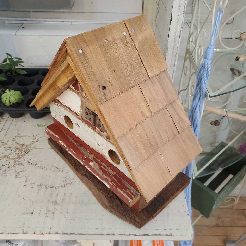 NEWLY MADE RECLAIMED WOOD BIRDHOUSE - CEDARSHAKE ROOF