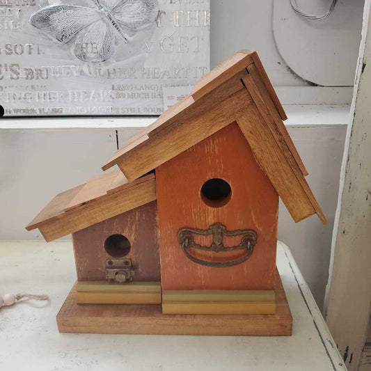 NEWLY MADE RECLAIMED WOOD BIRDHOUSE - ORANGE