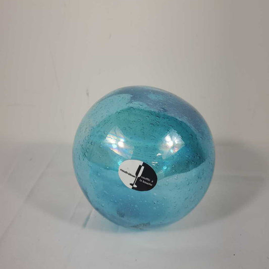 MOUTH BLOWN BLUE GLASS BALL