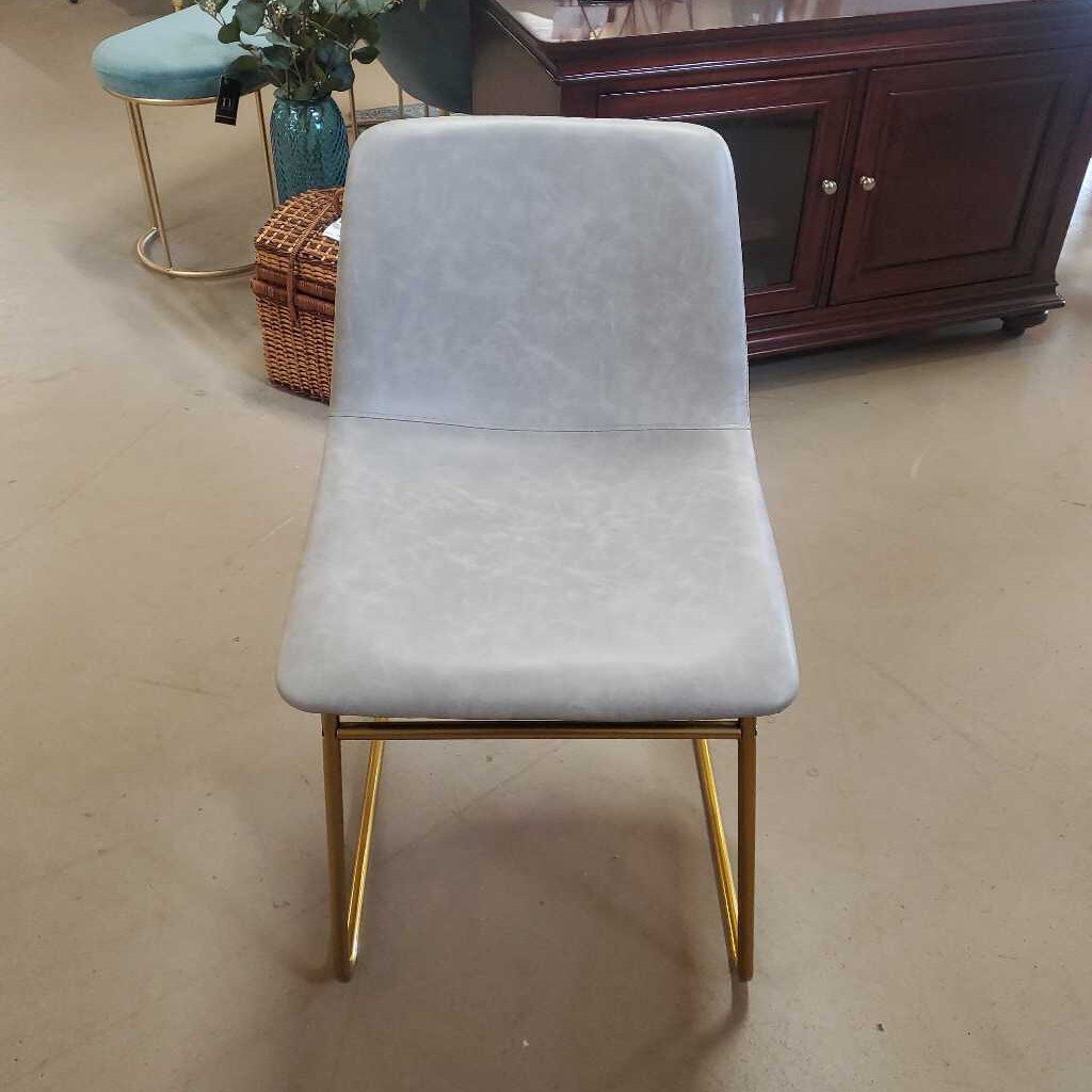 GREY DINING CHAIR W/GOLD LEGS - NEW