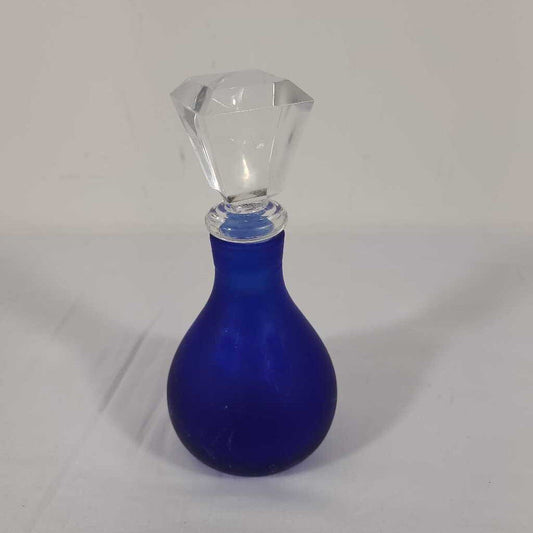 FROSTED COLBALT BLUE BOTTLE W/LID