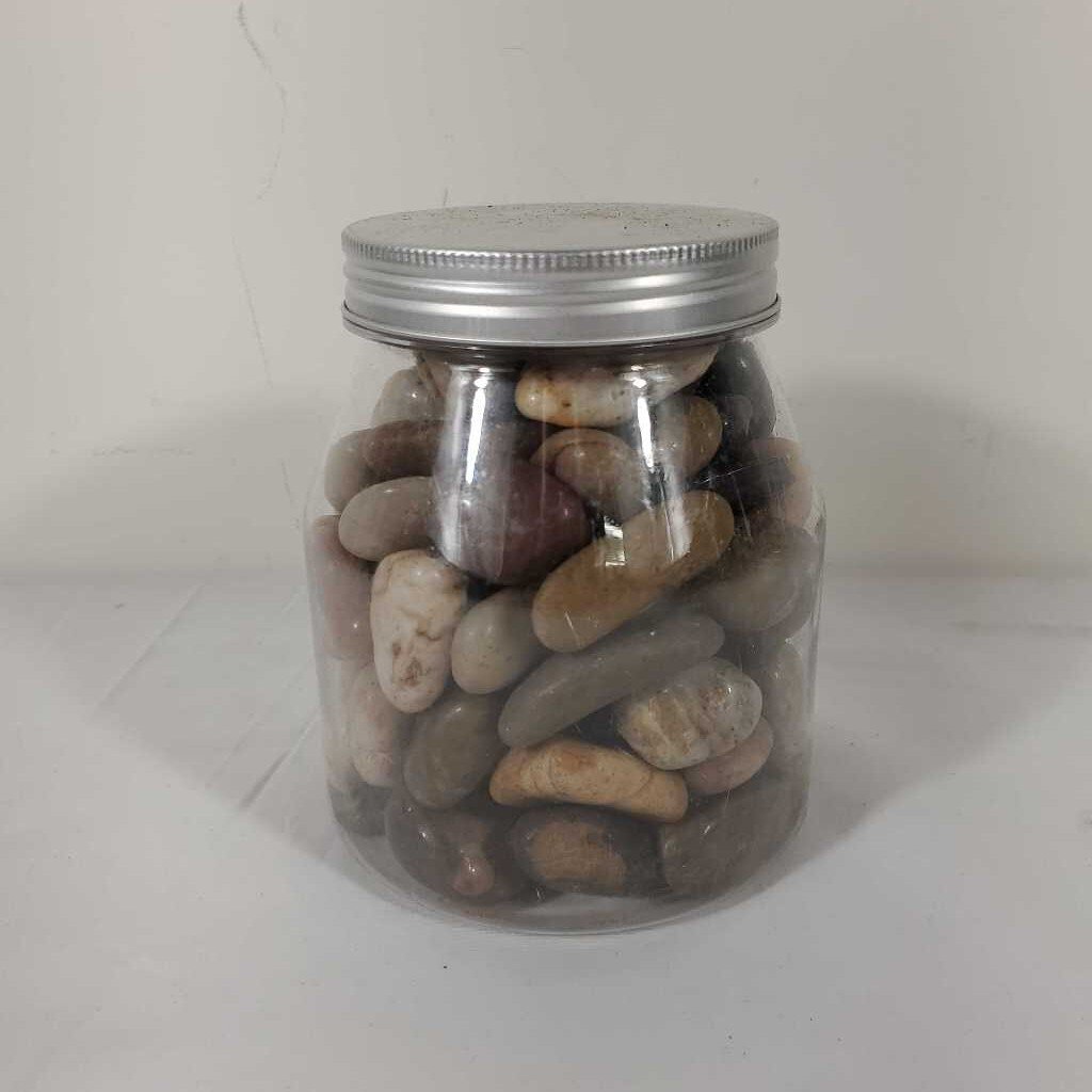 JAR OF DECORATIVE STONES