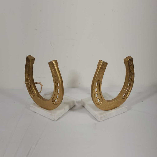 PR GOLD HORSE SHOE BOOKENDS