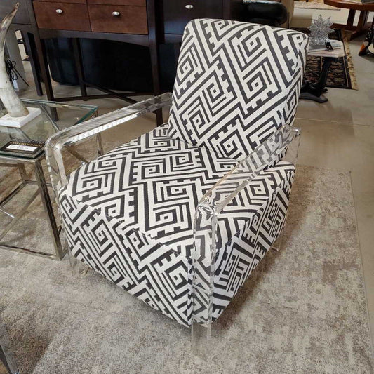 GHOST ARM CHAIR W/CHEVRON FABRIC