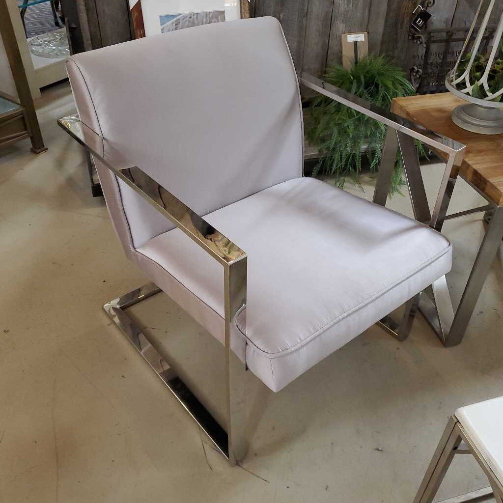 GREY SATIN CHAIR W/CHROME BASE