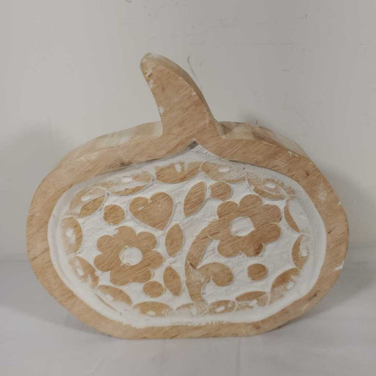 WOODEN FLORAL PUMPKIN